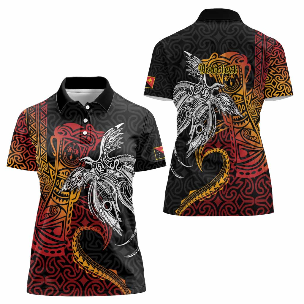 Papua New Guinea Sepik Personalised Women Polo Shirt PNG Bird of Paradise Tattoo - Polynesian Pride