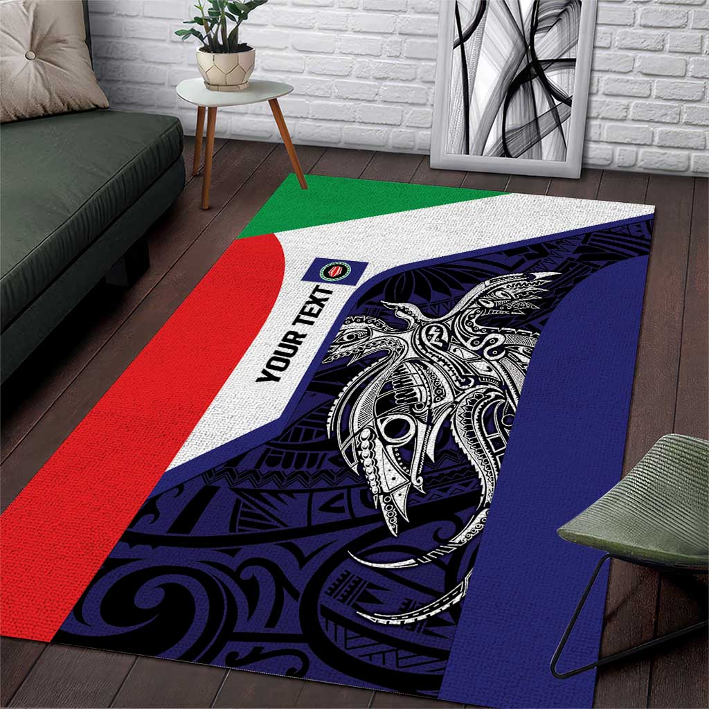 Personalised PNG Bougainville Area Rug Bird of Paradise Tattoo Flag Motif - Polynesian Pride