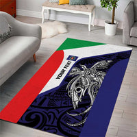 Personalised PNG Bougainville Area Rug Bird of Paradise Tattoo Flag Motif - Polynesian Pride