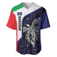 Personalised PNG Bougainville Baseball Jersey Bird of Paradise Tattoo Flag Motif - Polynesian Pride