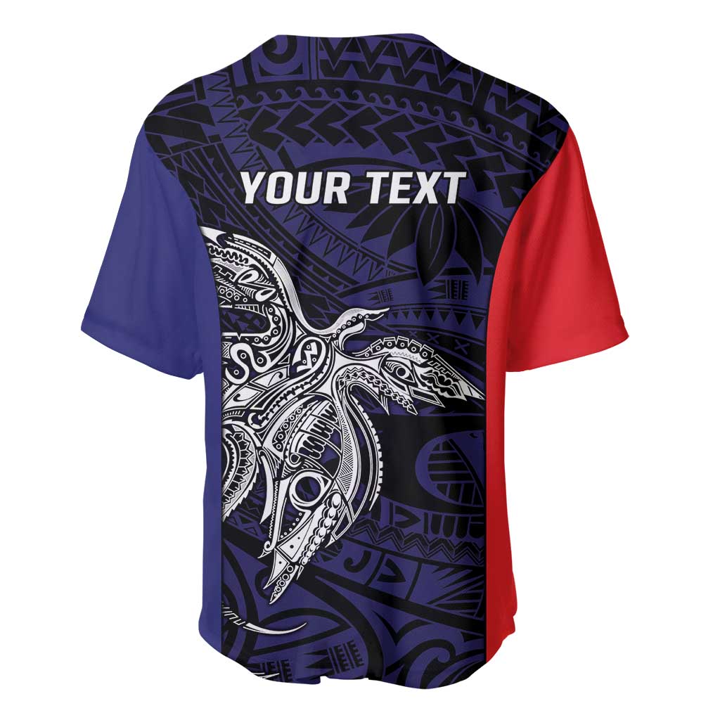 Personalised PNG Bougainville Baseball Jersey Bird of Paradise Tattoo Flag Motif - Polynesian Pride