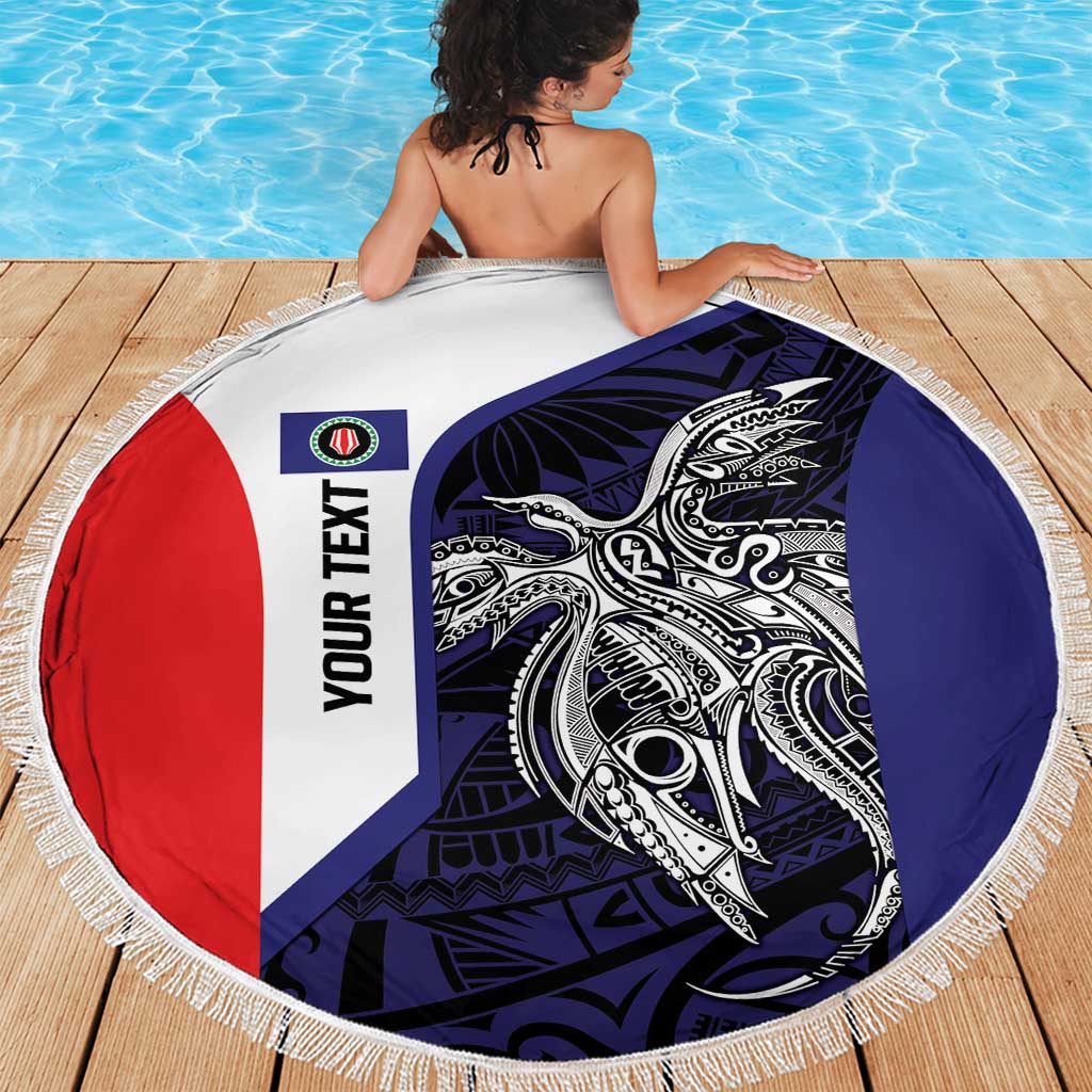 Personalised PNG Bougainville Beach Blanket Bird of Paradise Tattoo Flag Motif - Polynesian Pride
