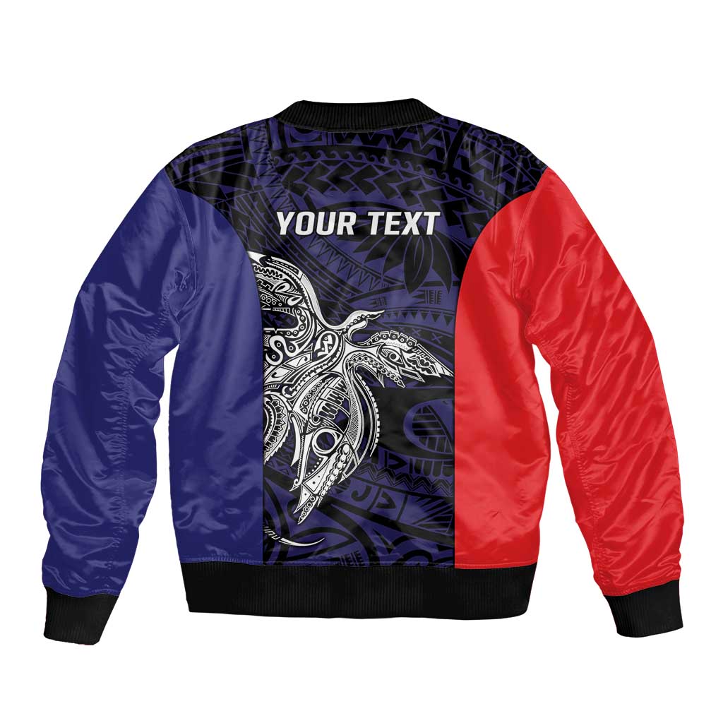 Personalised PNG Bougainville Bomber Jacket Bird of Paradise Tattoo Flag Motif - Polynesian Pride