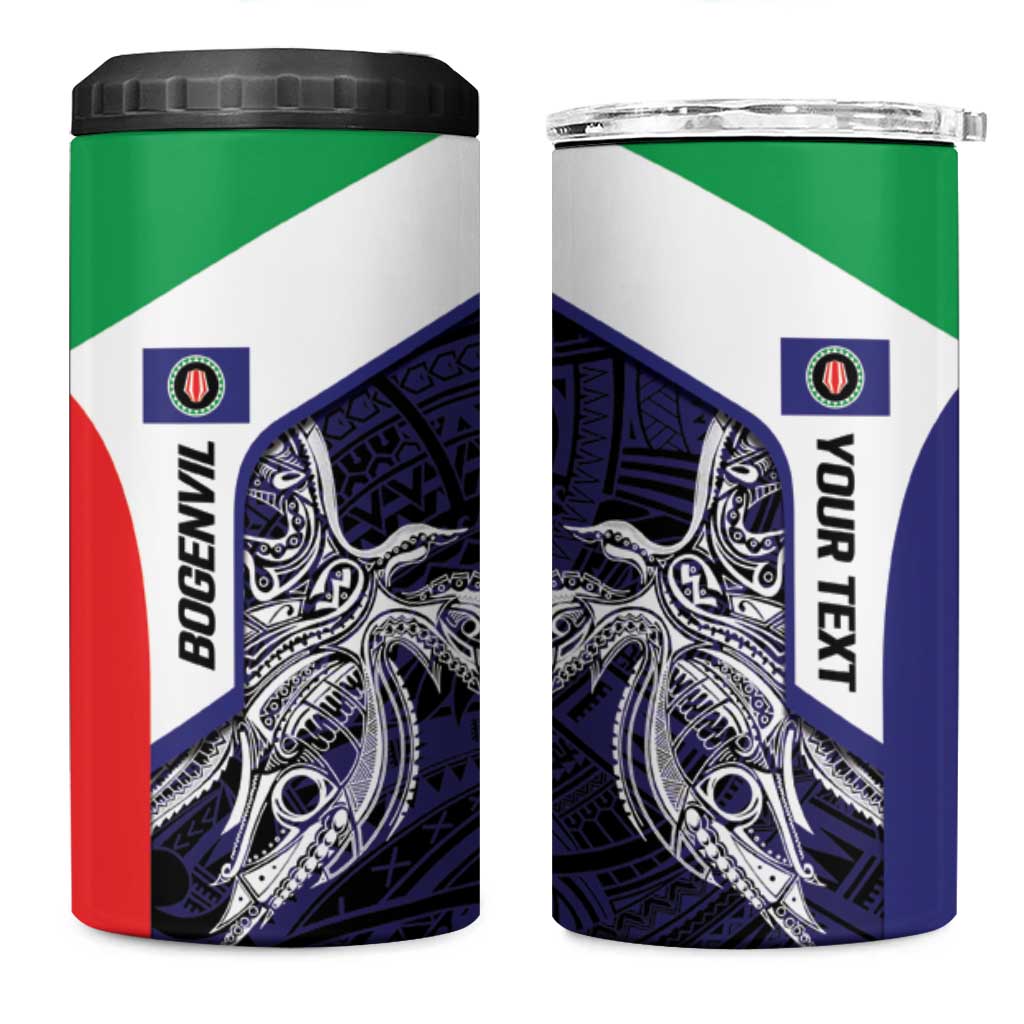 Personalised PNG Bougainville 4 in 1 Can Cooler Tumbler Bird of Paradise Tattoo Flag Motif - Polynesian Pride