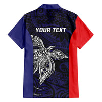 Personalised PNG Bougainville Family Matching Long Sleeve Bodycon Dress and Hawaiian Shirt Bird of Paradise Tattoo Flag Motif - Polynesian Pride