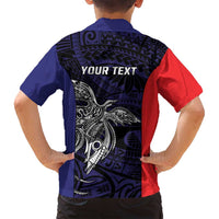 Personalised PNG Bougainville Family Matching Summer Maxi Dress and Hawaiian Shirt Bird of Paradise Tattoo Flag Motif - Polynesian Pride