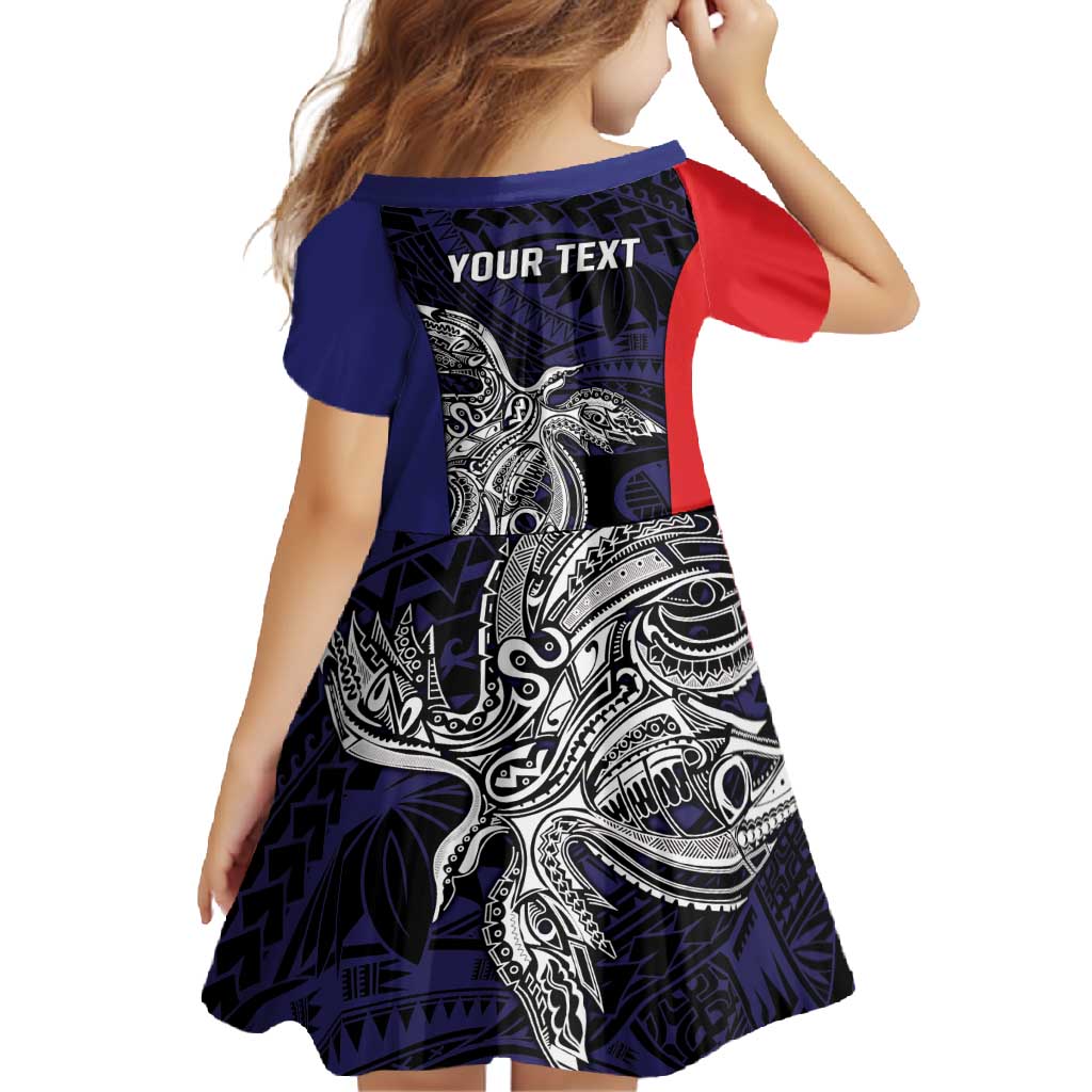 Personalised PNG Bougainville Family Matching Summer Maxi Dress and Hawaiian Shirt Bird of Paradise Tattoo Flag Motif - Polynesian Pride