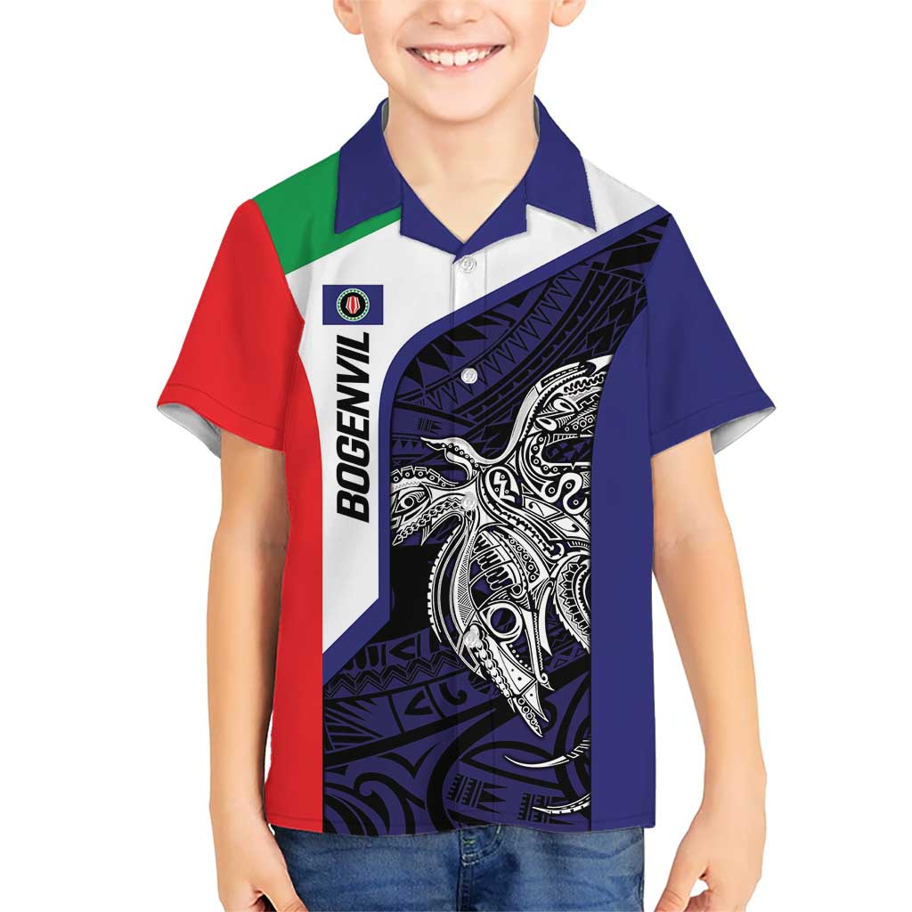 Personalised PNG Bougainville Kid Hawaiian Shirt Bird of Paradise Tattoo Flag Motif - Polynesian Pride