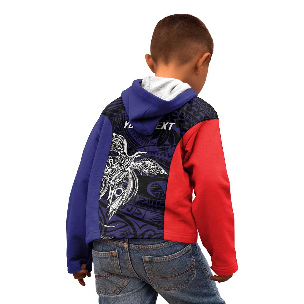 Personalised PNG Bougainville Kid Hoodie Bird of Paradise Tattoo Flag Motif - Polynesian Pride