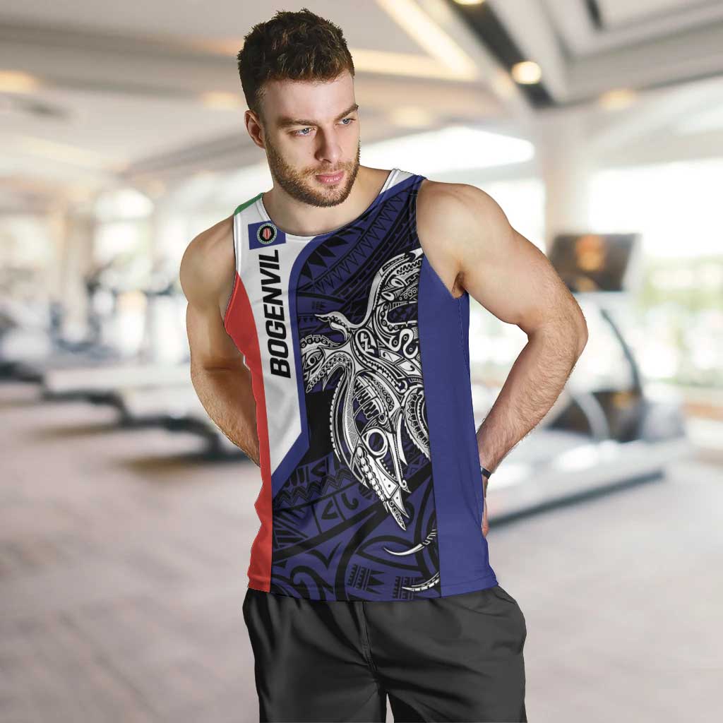 Personalised PNG Bougainville Men Tank Top Bird of Paradise Tattoo Flag Motif - Polynesian Pride