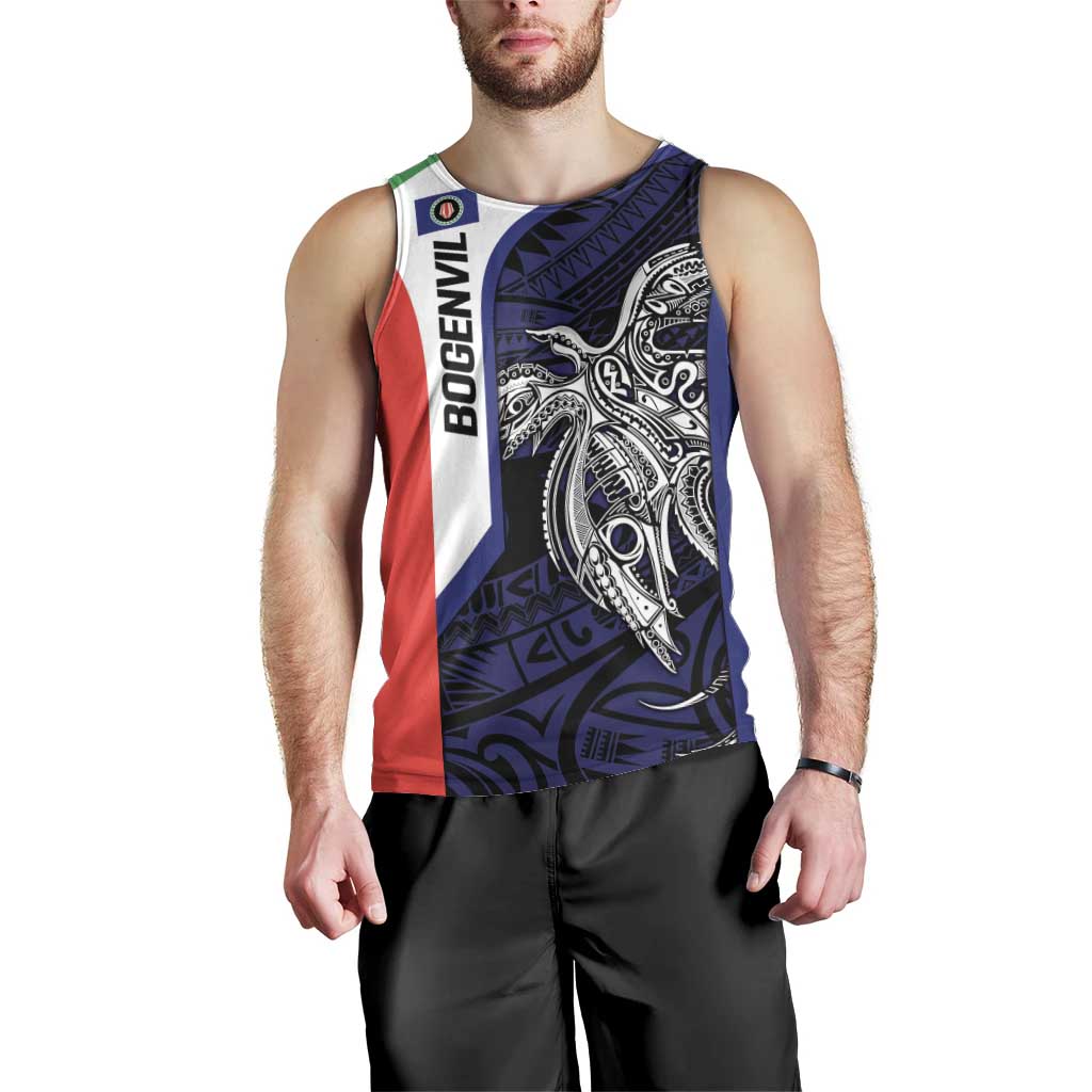 Personalised PNG Bougainville Men Tank Top Bird of Paradise Tattoo Flag Motif - Polynesian Pride
