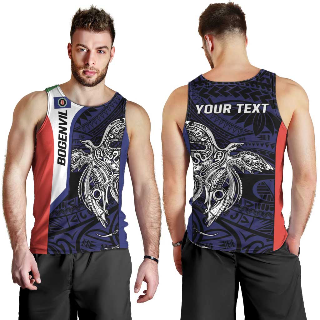 Personalised PNG Bougainville Men Tank Top Bird of Paradise Tattoo Flag Motif - Polynesian Pride