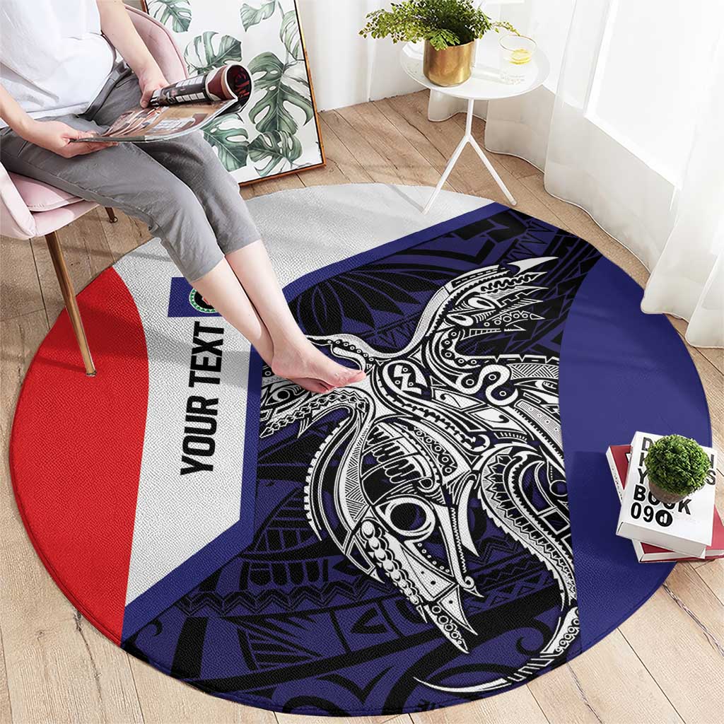 Personalised PNG Bougainville Round Carpet Bird of Paradise Tattoo Flag Motif - Polynesian Pride