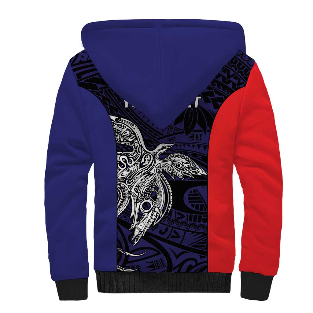 Personalised PNG Bougainville Sherpa Hoodie Bird of Paradise Tattoo Flag Motif - Polynesian Pride