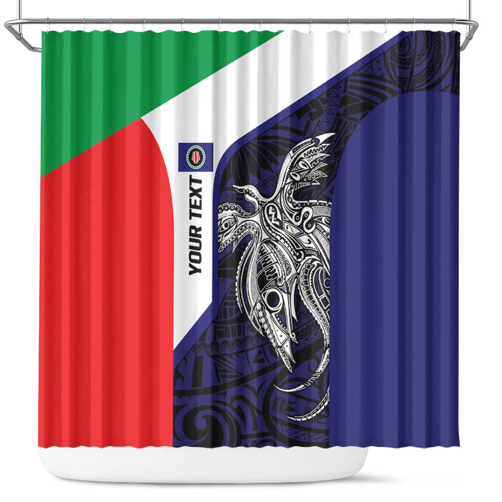 Personalised PNG Bougainville Shower Curtain Bird of Paradise Tattoo Flag Motif - Polynesian Pride