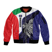 Personalised PNG Bougainville Sleeve Zip Bomber Jacket Bird of Paradise Tattoo Flag Motif - Polynesian Pride