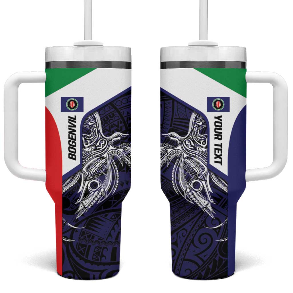 Personalised PNG Bougainville Tumbler With Handle Bird of Paradise Tattoo Flag Motif - Polynesian Pride