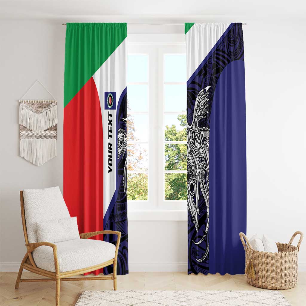 Personalised PNG Bougainville Window Curtain Bird of Paradise Tattoo Flag Motif - Polynesian Pride