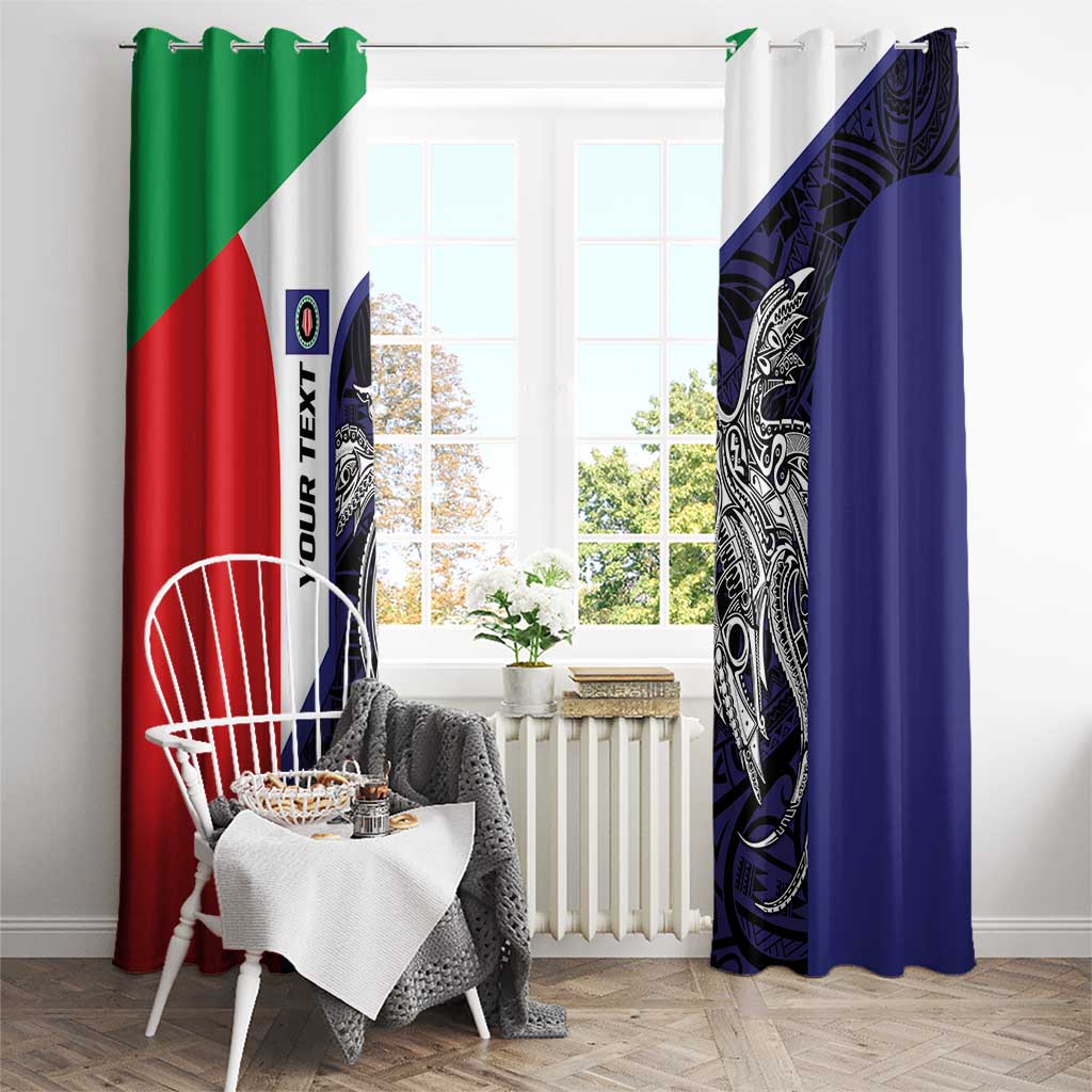 Personalised PNG Bougainville Window Curtain Bird of Paradise Tattoo Flag Motif - Polynesian Pride