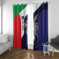 Personalised PNG Bougainville Window Curtain Bird of Paradise Tattoo Flag Motif - Polynesian Pride