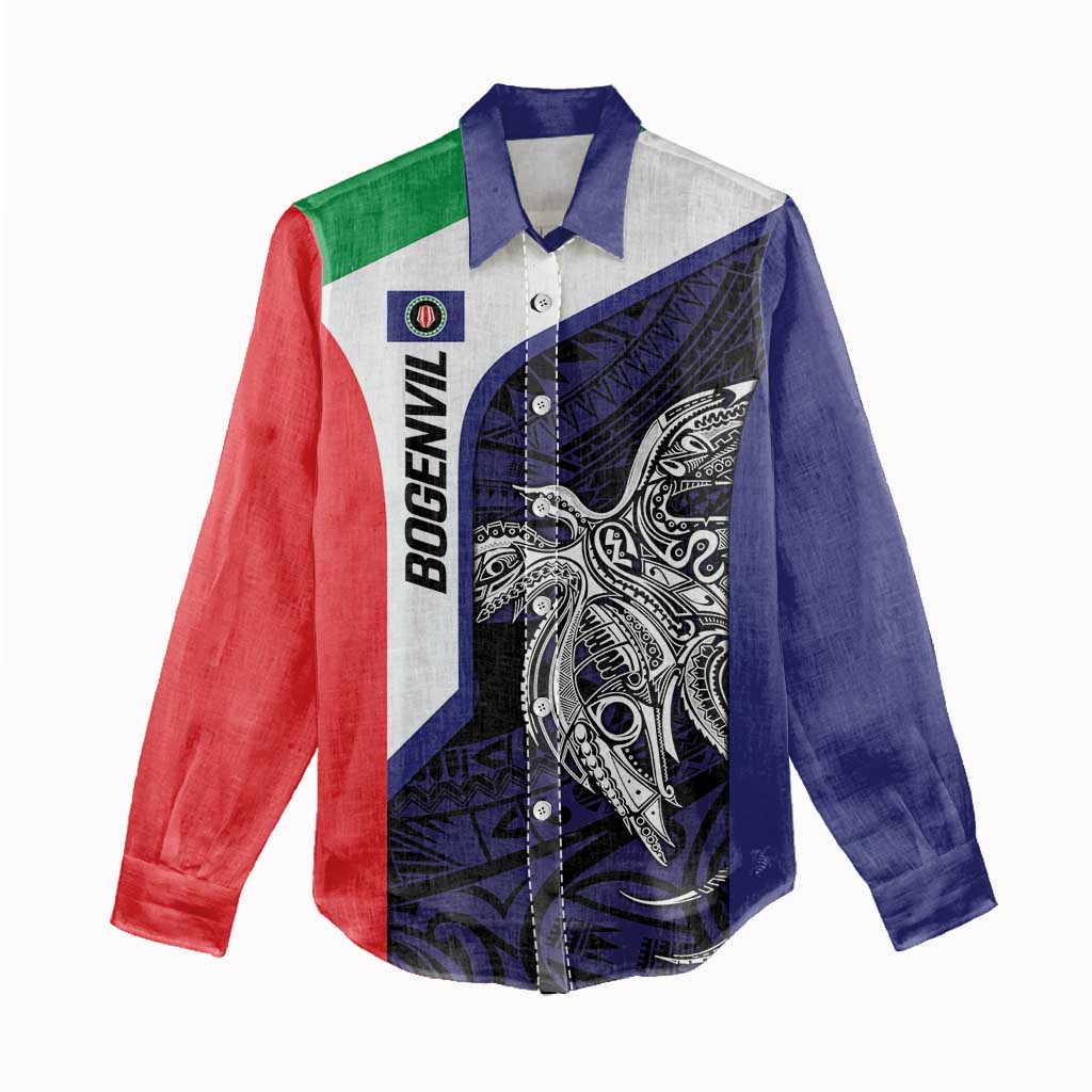 Personalised PNG Bougainville Women Casual Shirt Bird of Paradise Tattoo Flag Motif - Polynesian Pride