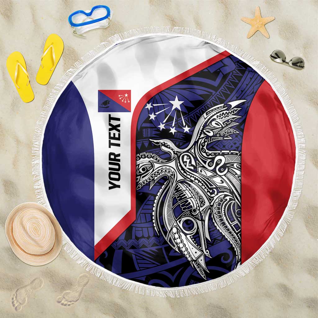 Personalised PNG Central Province Beach Blanket Bird of Paradise Tattoo Flag Motif - Polynesian Pride
