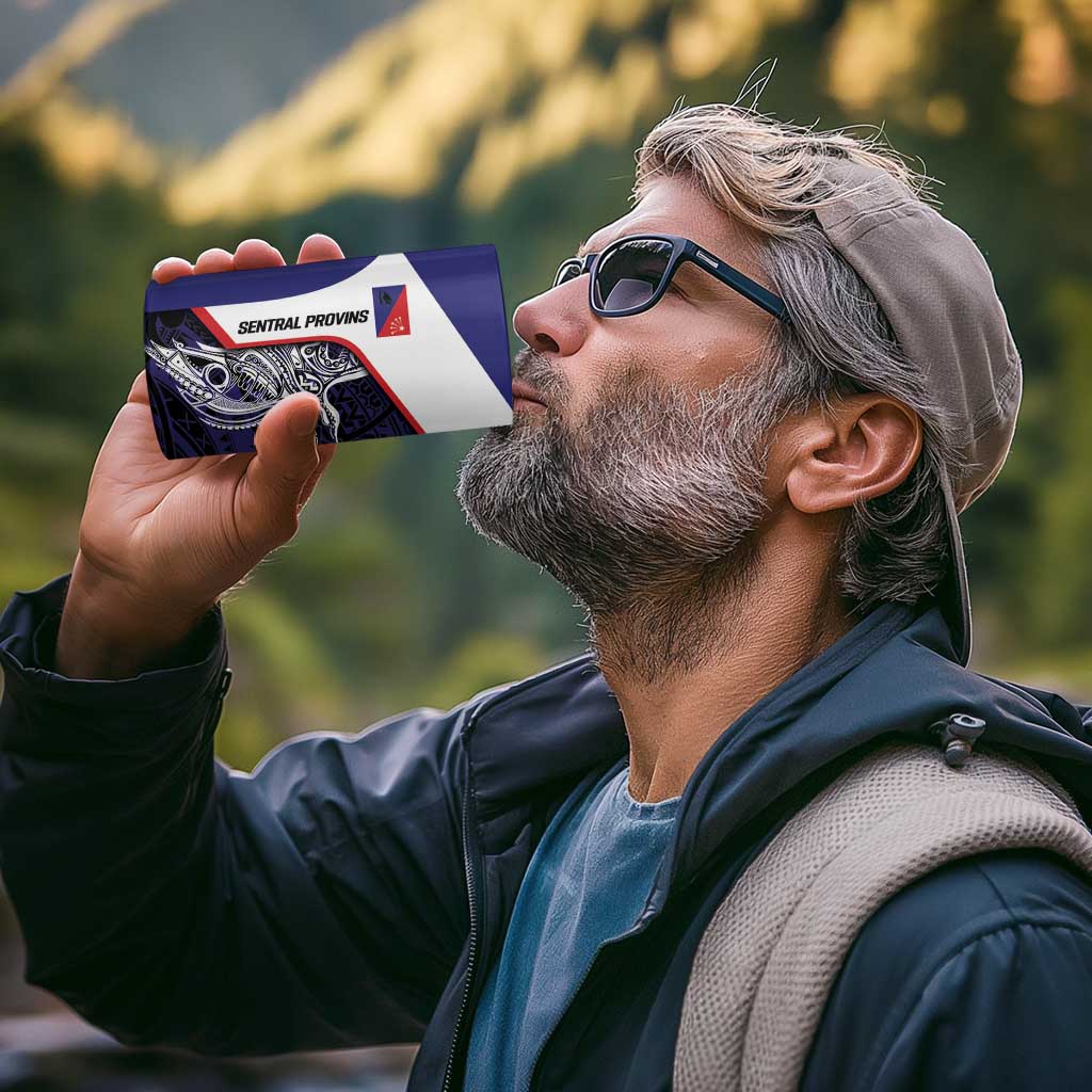 Personalised PNG Central Province 4 in 1 Can Cooler Tumbler Bird of Paradise Tattoo Flag Motif - Polynesian Pride