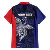 Personalised PNG Central Province Family Matching Long Sleeve Bodycon Dress and Hawaiian Shirt Bird of Paradise Tattoo Flag Motif - Polynesian Pride