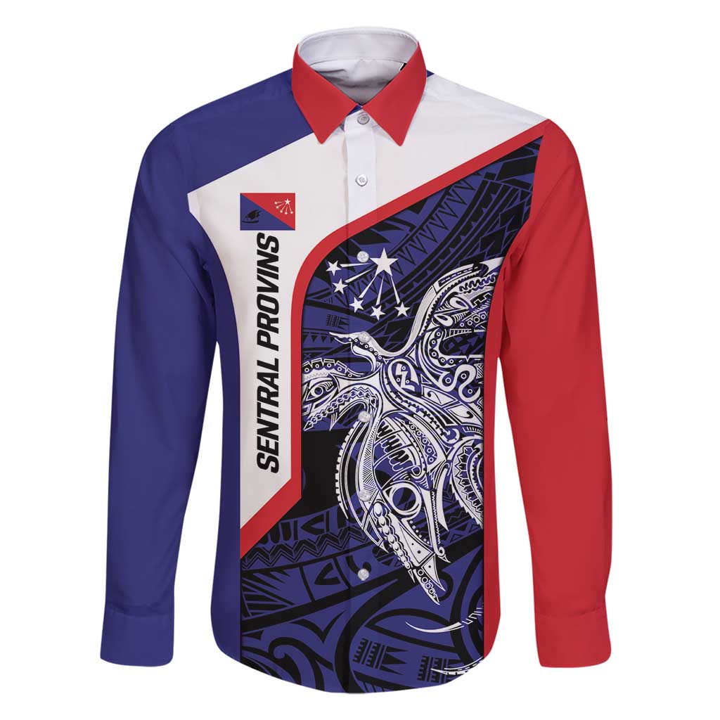 Personalised PNG Central Province Family Matching Long Sleeve Bodycon Dress and Hawaiian Shirt Bird of Paradise Tattoo Flag Motif - Polynesian Pride