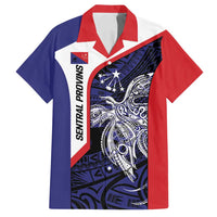 Personalised PNG Central Province Family Matching Off Shoulder Short Dress and Hawaiian Shirt Bird of Paradise Tattoo Flag Motif - Polynesian Pride