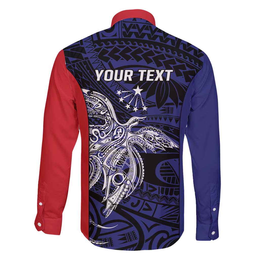 Personalised PNG Central Province Family Matching Off Shoulder Short Dress and Hawaiian Shirt Bird of Paradise Tattoo Flag Motif - Polynesian Pride