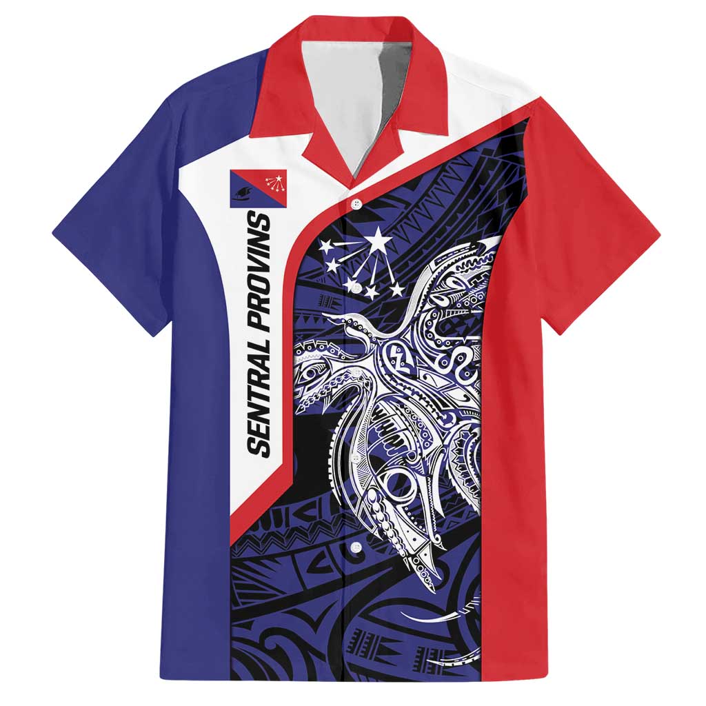 Personalised PNG Central Province Family Matching Short Sleeve Bodycon Dress and Hawaiian Shirt Bird of Paradise Tattoo Flag Motif - Polynesian Pride