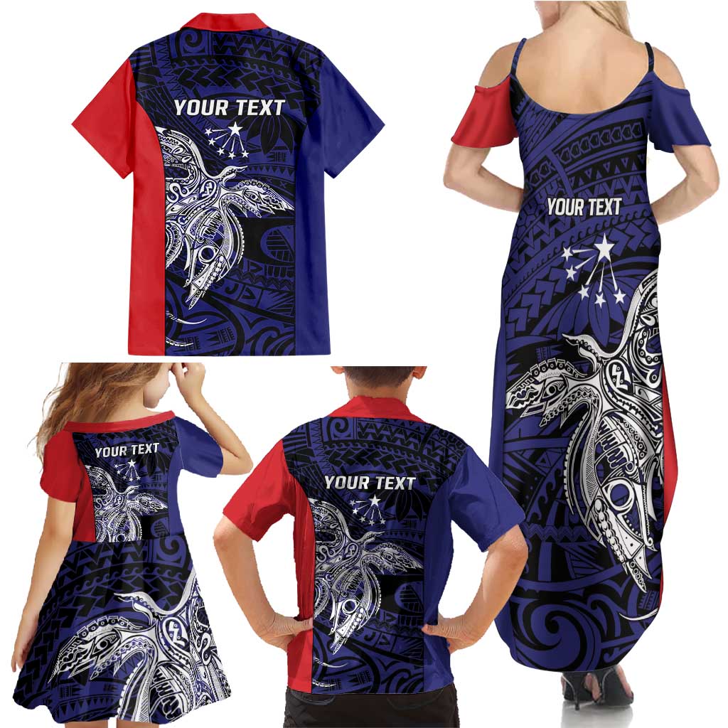 Personalised PNG Central Province Family Matching Summer Maxi Dress and Hawaiian Shirt Bird of Paradise Tattoo Flag Motif - Polynesian Pride