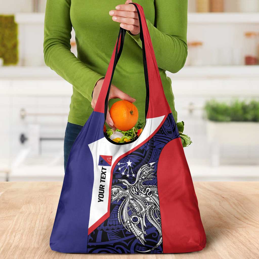 Personalised PNG Central Province Grocery Bag Bird of Paradise Tattoo Flag Motif - Polynesian Pride