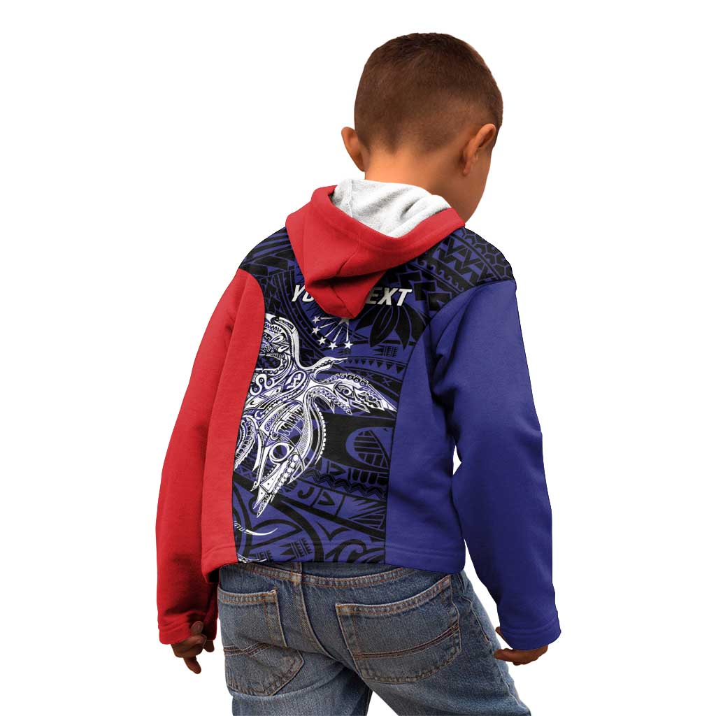 Personalised PNG Central Province Kid Hoodie Bird of Paradise Tattoo Flag Motif - Polynesian Pride