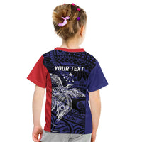 Personalised PNG Central Province Kid T Shirt Bird of Paradise Tattoo Flag Motif - Polynesian Pride