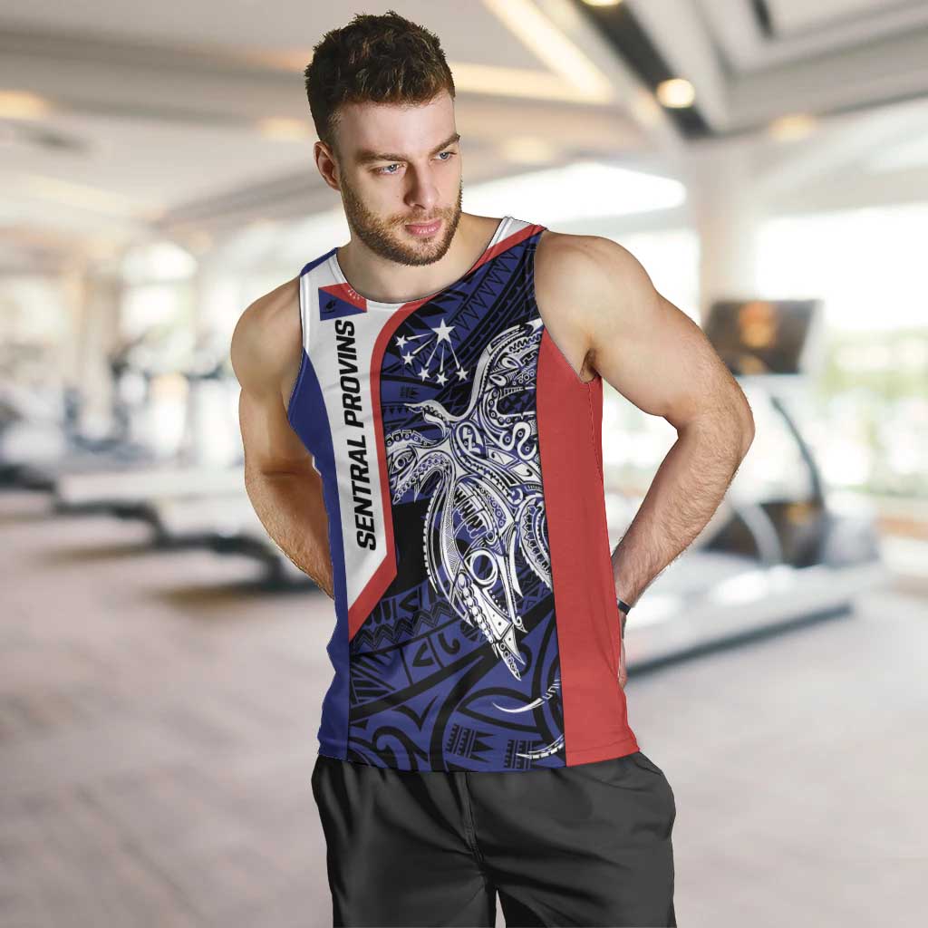 Personalised PNG Central Province Men Tank Top Bird of Paradise Tattoo Flag Motif - Polynesian Pride