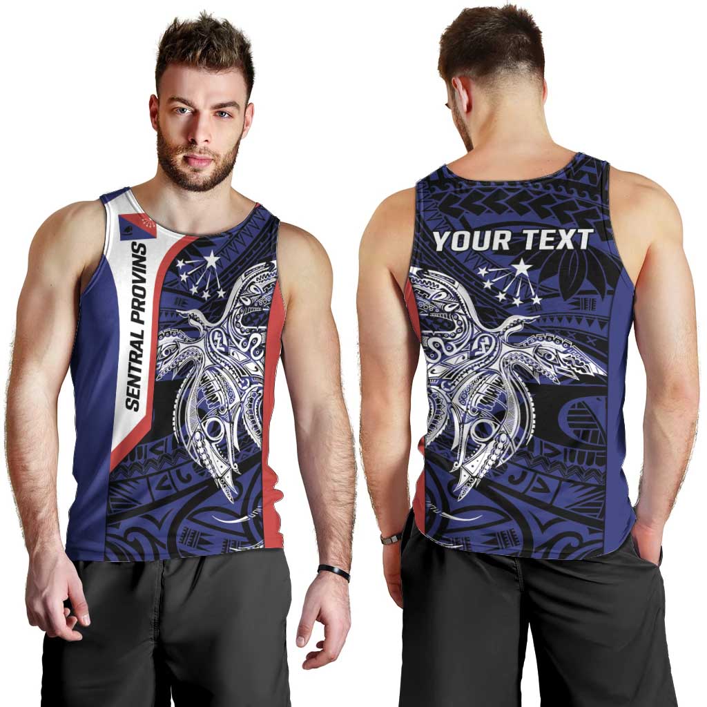 Personalised PNG Central Province Men Tank Top Bird of Paradise Tattoo Flag Motif - Polynesian Pride