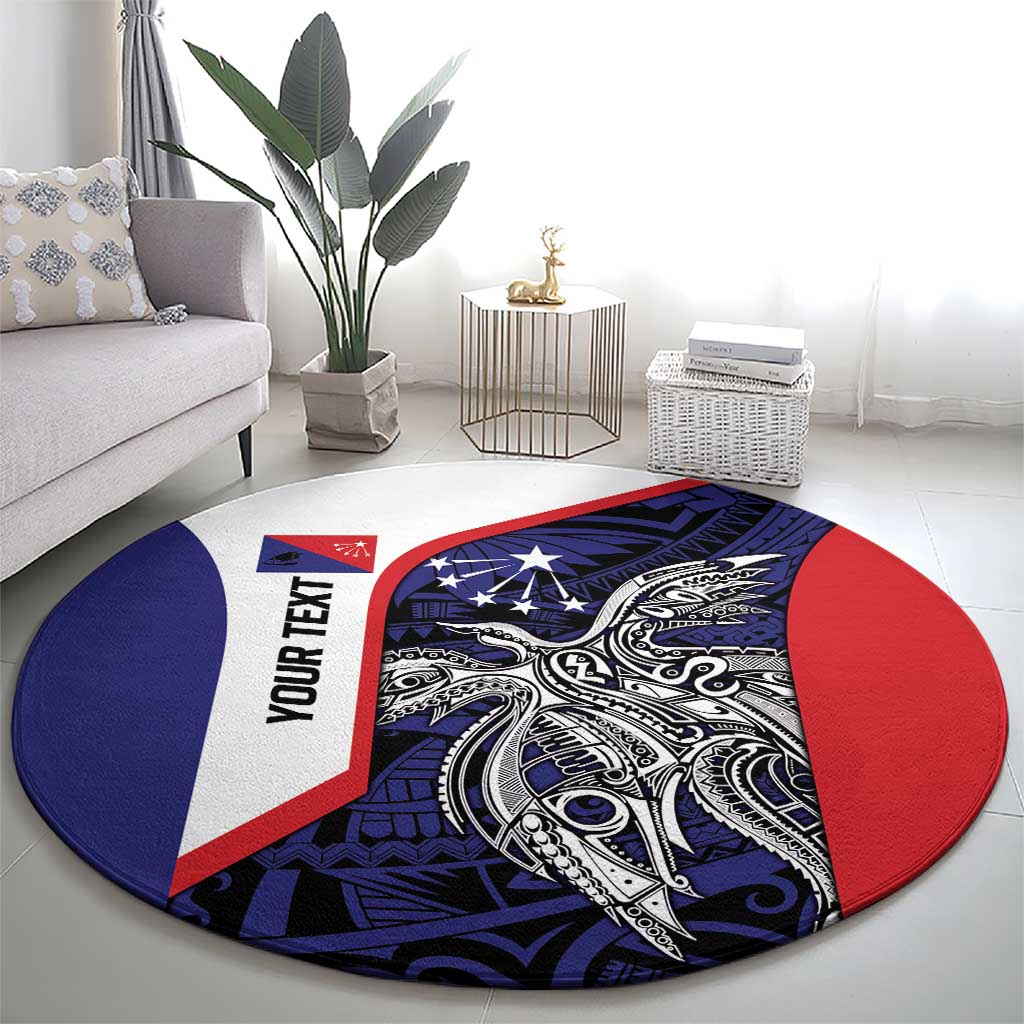 Personalised PNG Central Province Round Carpet Bird of Paradise Tattoo Flag Motif - Polynesian Pride