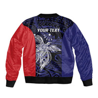 Personalised PNG Central Province Sleeve Zip Bomber Jacket Bird of Paradise Tattoo Flag Motif - Polynesian Pride