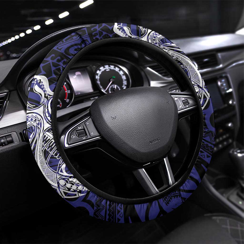 PNG Central Province Steering Wheel Cover Bird of Paradise Tattoo Flag Motif - Polynesian Pride