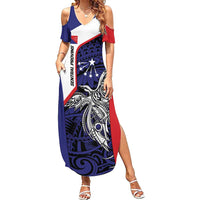 Personalised PNG Central Province Summer Maxi Dress Bird of Paradise Tattoo Flag Motif - Polynesian Pride