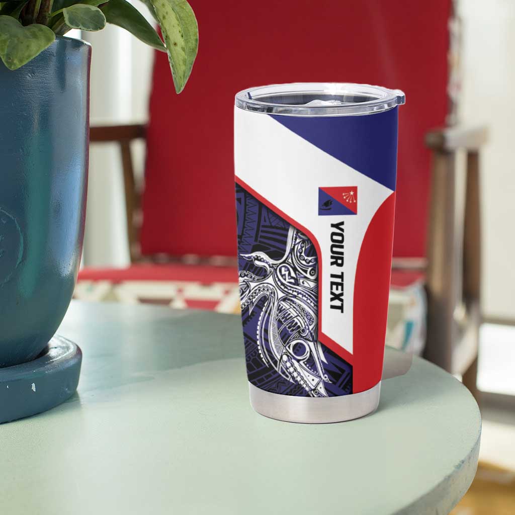 Personalised PNG Central Province Tumbler Cup Bird of Paradise Tattoo Flag Motif - Polynesian Pride