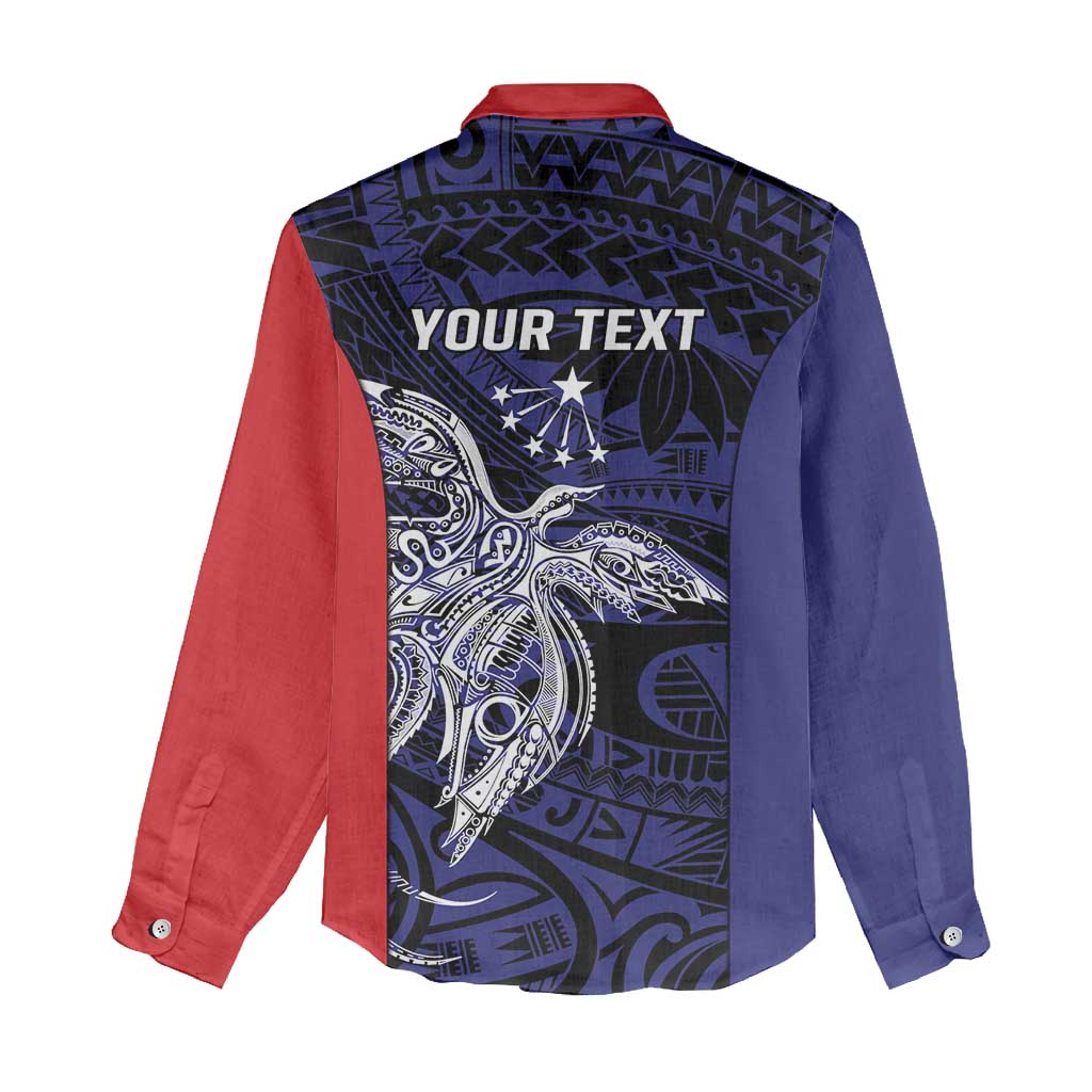 Personalised PNG Central Province Women Casual Shirt Bird of Paradise Tattoo Flag Motif - Polynesian Pride