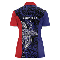 Personalised PNG Central Province Women Polo Shirt Bird of Paradise Tattoo Flag Motif - Polynesian Pride