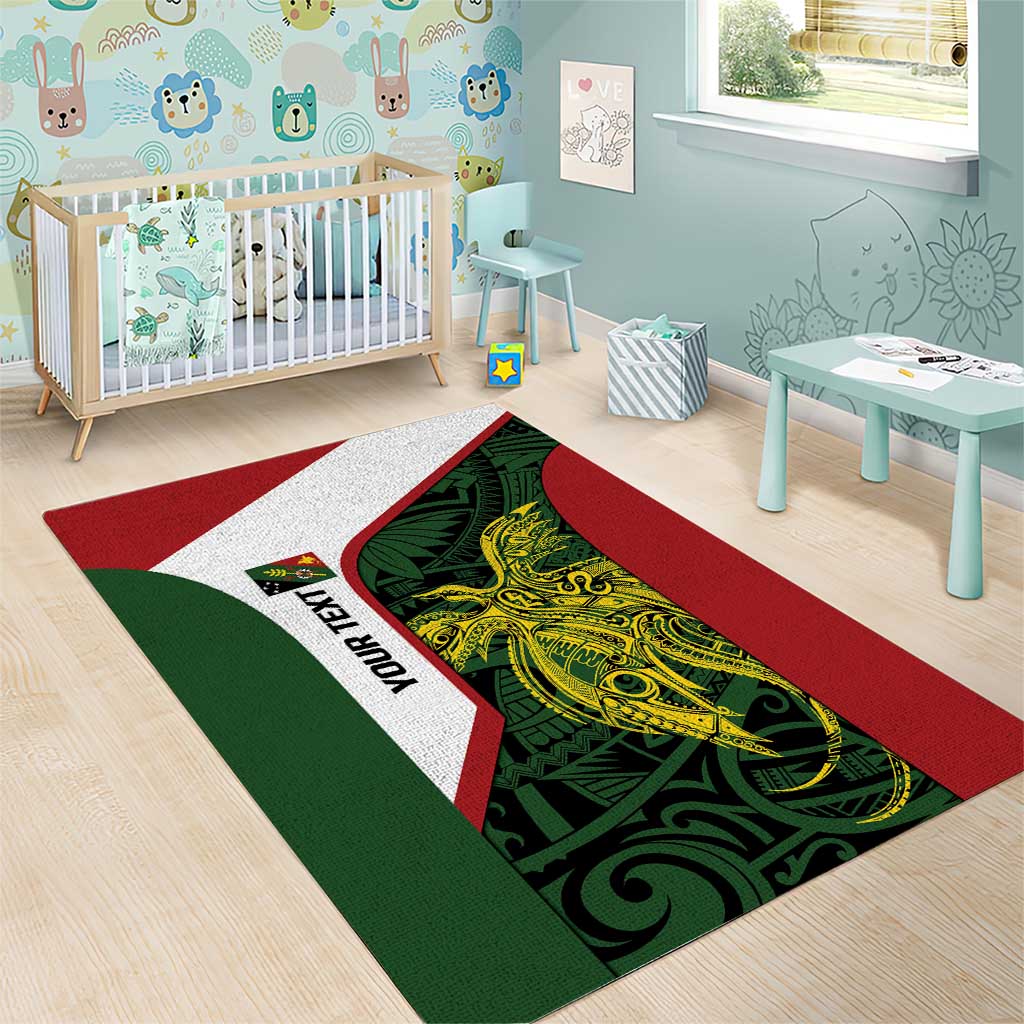 Personalised PNG Chimbu Province Area Rug Bird of Paradise Tattoo Flag Motif - Polynesian Pride