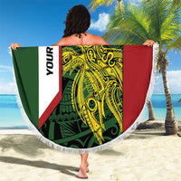 Personalised PNG Chimbu Province Beach Blanket Bird of Paradise Tattoo Flag Motif - Polynesian Pride