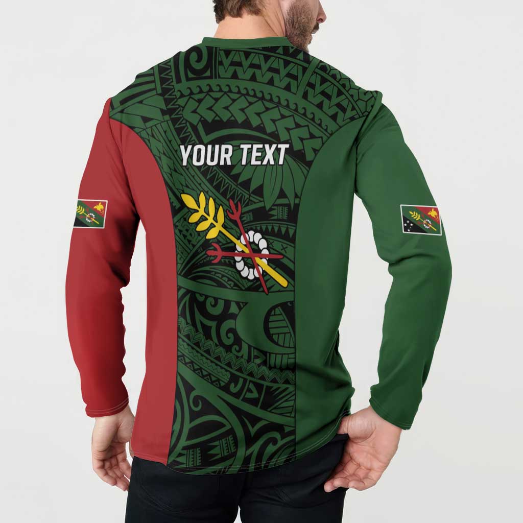 Personalised PNG Chimbu Province Button Sweatshirt Bird of Paradise Tattoo Flag Motif - Polynesian Pride