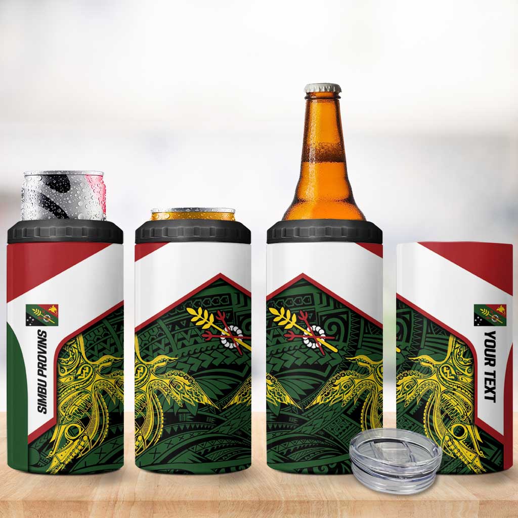 Personalised PNG Chimbu Province 4 in 1 Can Cooler Tumbler Bird of Paradise Tattoo Flag Motif - Polynesian Pride