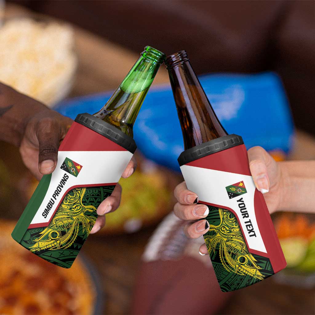 Personalised PNG Chimbu Province 4 in 1 Can Cooler Tumbler Bird of Paradise Tattoo Flag Motif - Polynesian Pride